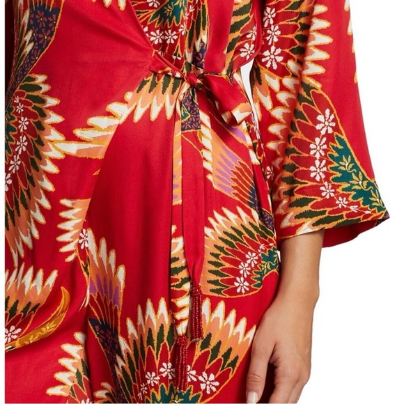 FARM Rio Wonderful Toucans Wrap Jumpsuit Red Multicolor Women’s Small R2001436 - Picture 2 of 8